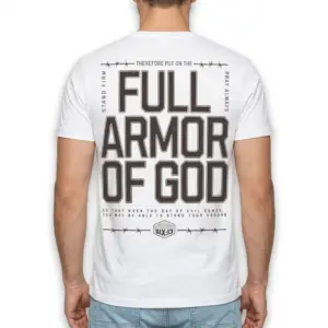 Full Armor of God Christian Graphic T-Shirt 10 Full view of Full Armor of God T-Shirt laid flat.