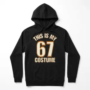 Funny 67th Birthday Costume Shirt 7 Close-up of shirt text: '67 costume' in bold font.