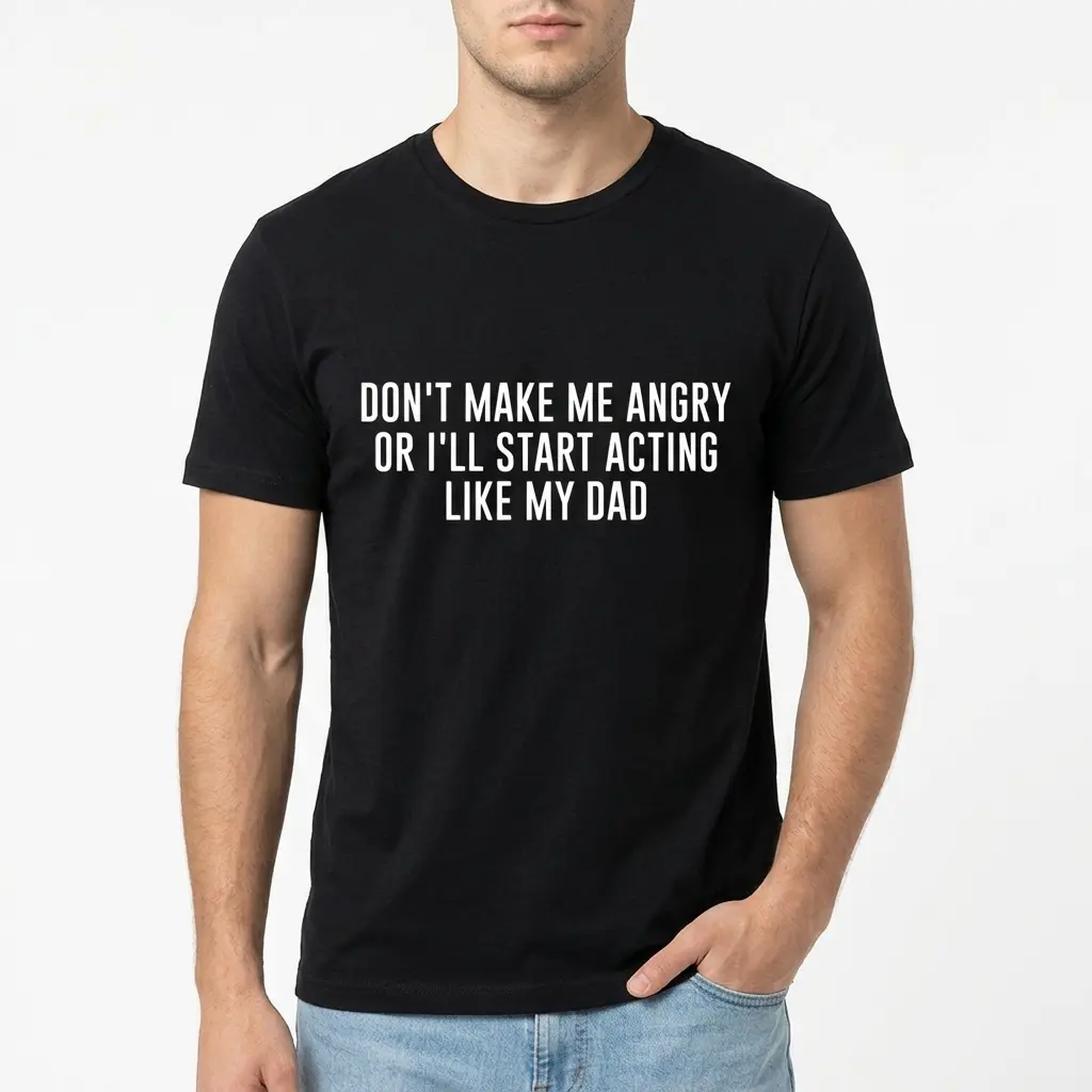 Funny Acting Like My Dad Graphic T-Shirt 3 Close-up of a funny dad graphic T-shirt with bold white lettering.