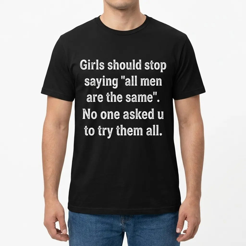 Funny 'All Men Are The Same' Sarcastic Quote T-Shirt 4 funny all men are the same sarcastic quote t shirt 3.jpg