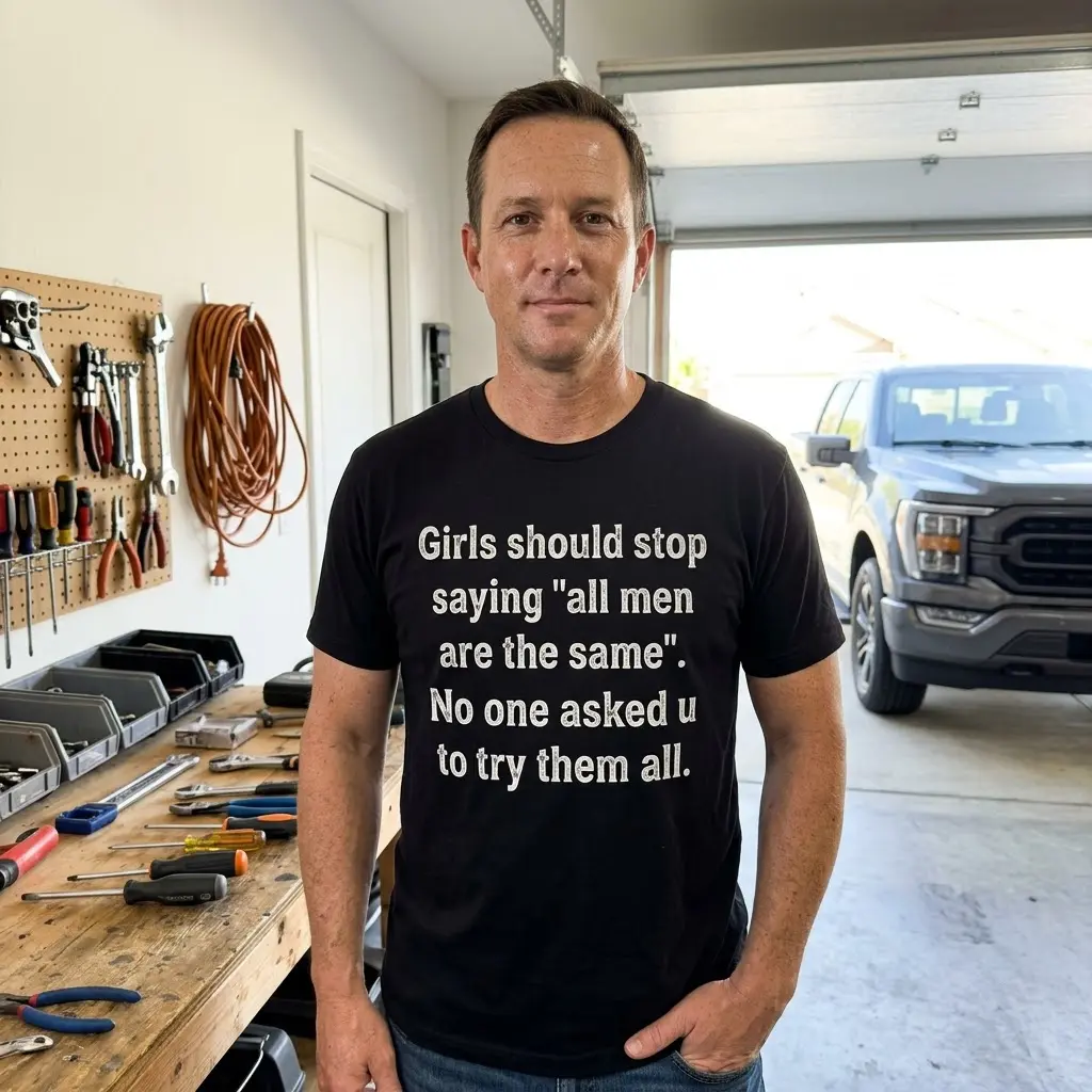 Funny 'All Men Are The Same' Sarcastic Quote T-Shirt 6 funny all men are the same sarcastic quote t shirt 5.jpg