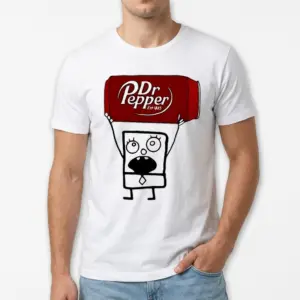 Funny Cartoon Soda Meme Graphic T-Shirt 8 Zoomed view of funny soda graphic on a T-shirt.