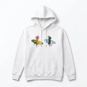 Funny Chicken and Penguin Surfing T-Shirt 7 funny chicken and penguin surfing t shirt 1.jpg