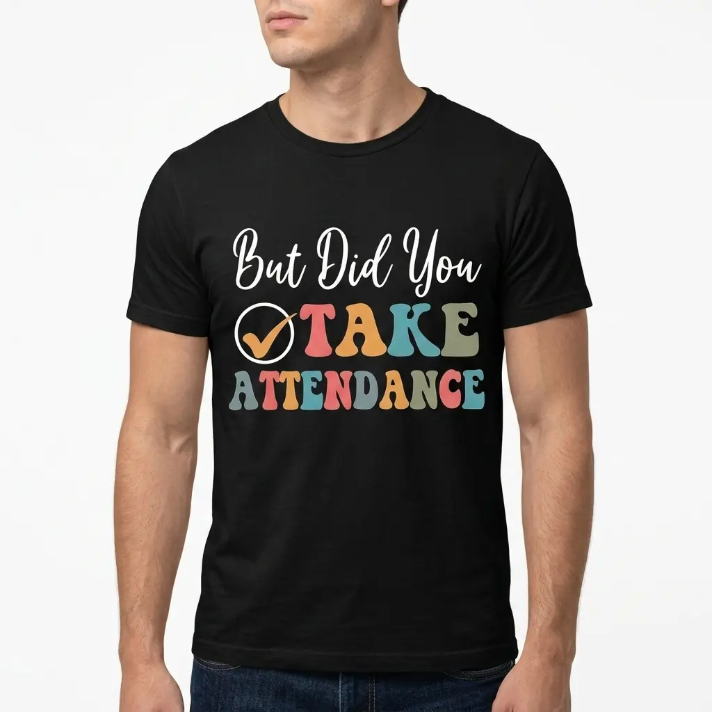Black t-shirt with playful text, perfect for teachers.