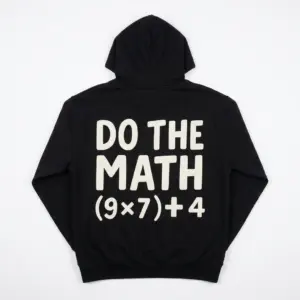 Funny Do The Math Equation Graphic T-Shirt 7 Graphic t-shirt featuring the phrase 'Do The Math (9x7)+4' in white.