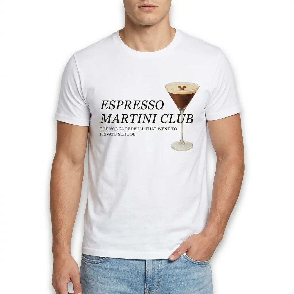 Funny Espresso Martini Club T-Shirt 3 Graphic t-shirt featuring 'Espresso Martini Club' and martini artwork.