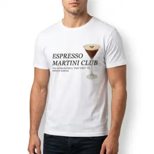 Funny Espresso Martini Club T-Shirt 10 Funny t-shirt with cocktail glass and 'Espresso Martini Club' slogan.