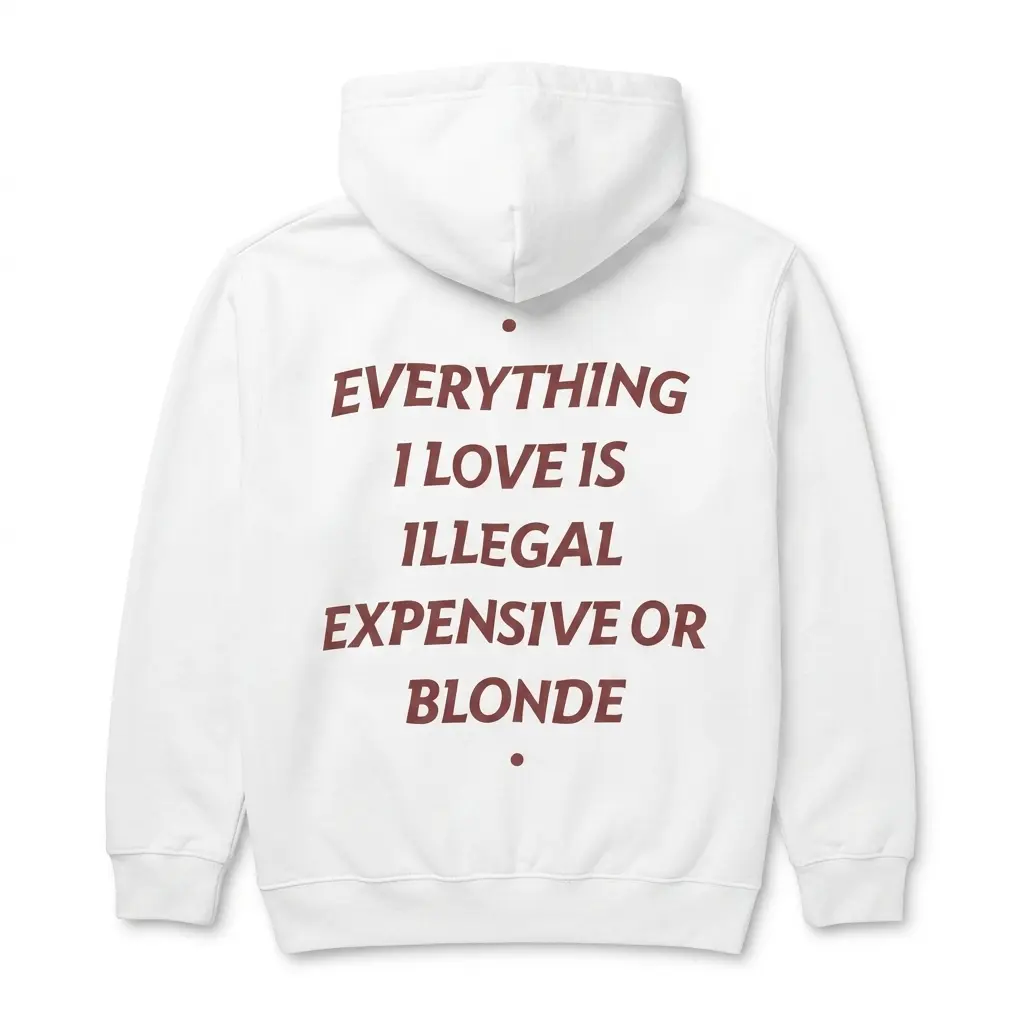 Humor graphic tee with ironic quote.