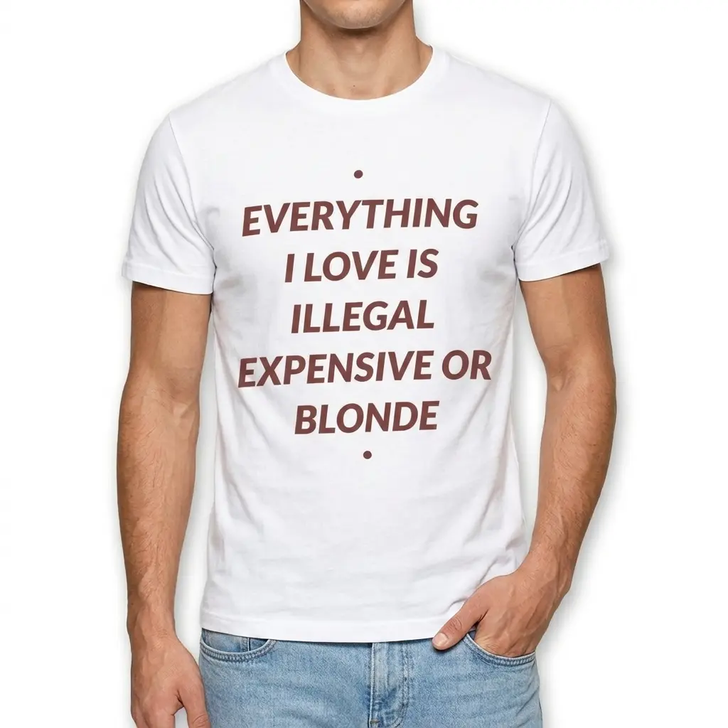 Graphic tee featuring witty statement.