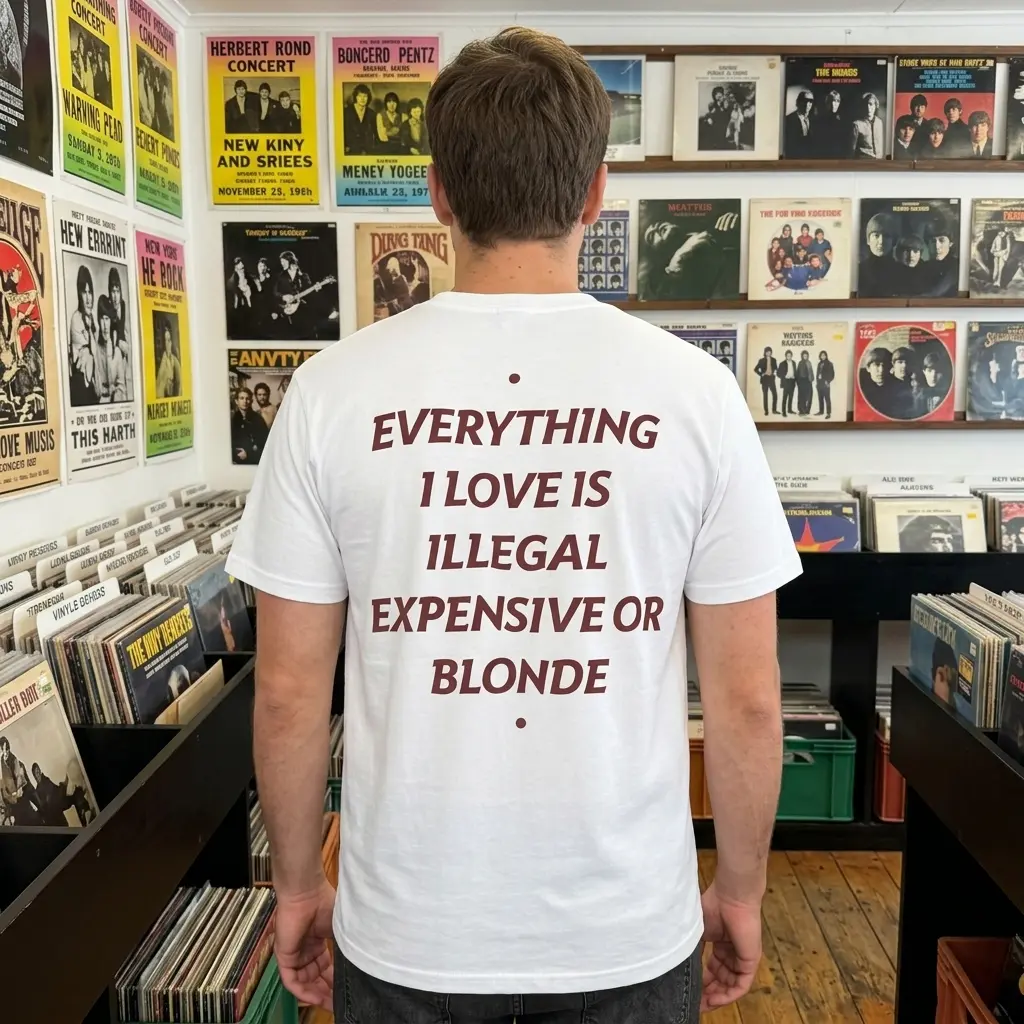 Person wearing a funny statement t-shirt.