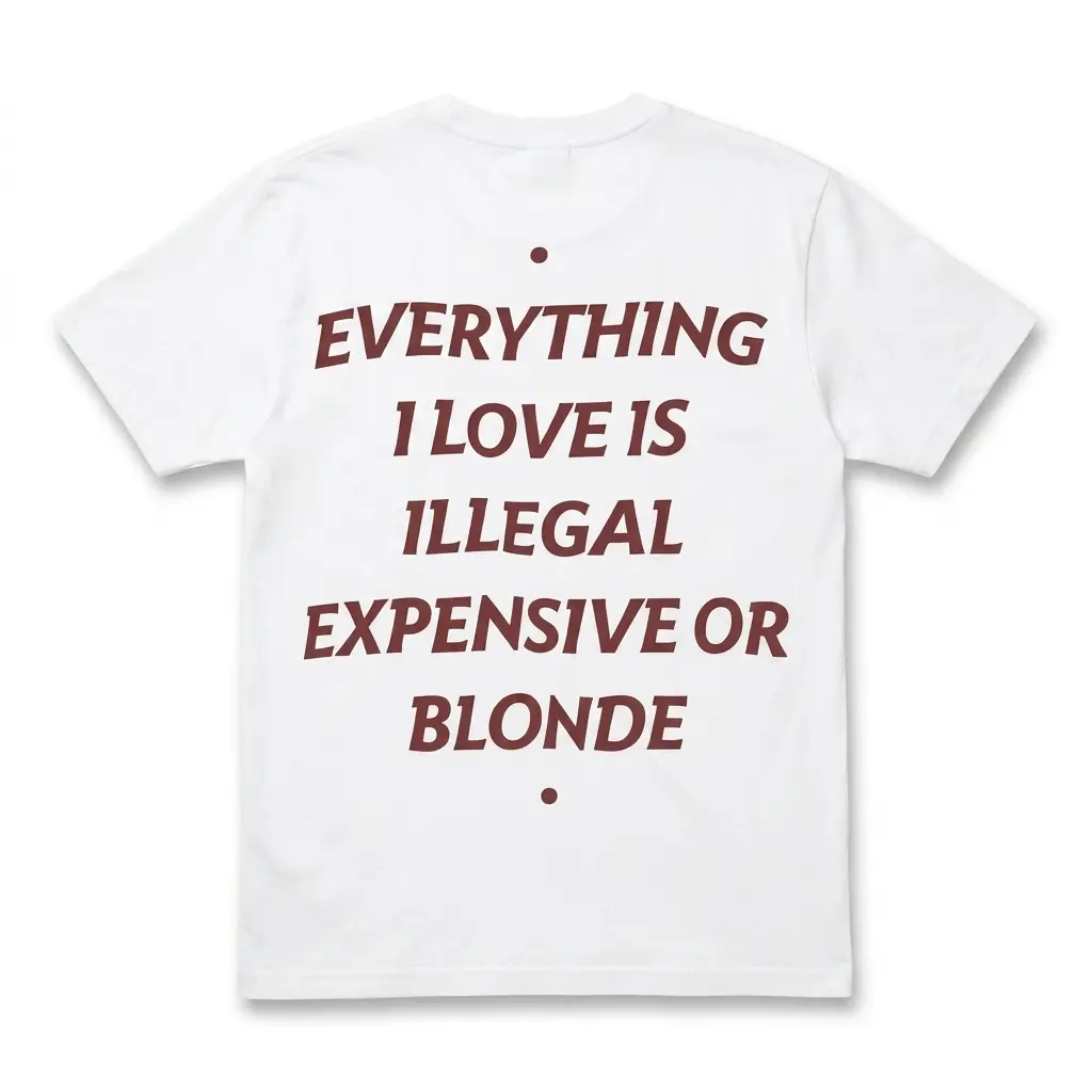 Funny statement t-shirt with bold text.