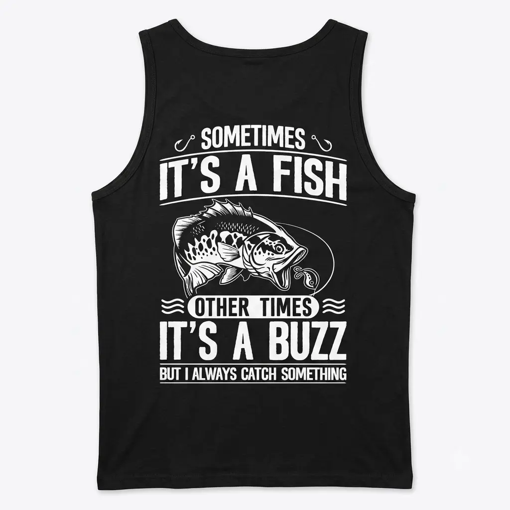 Funny Fishing Catch A Buzz Graphic T-Shirt 3 Humor shirt with a fishing-themed graphic and witty text.