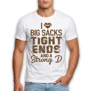 Funny Football Double Entendre Graphic T-Shirt 8 Front view of sports shirt displaying witty football slogan.