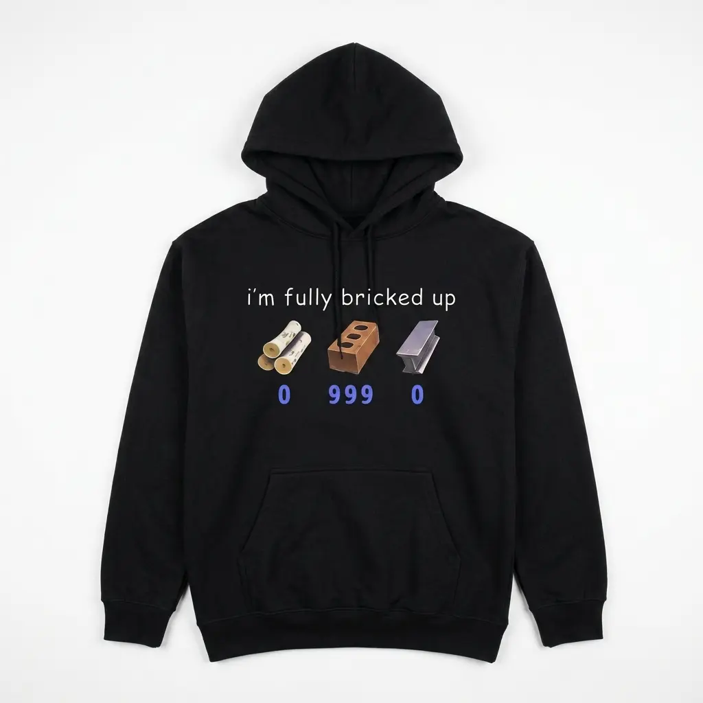 Funny Fully Bricked Up Gaming Meme T-Shirt 2 Front view of meme T-shirt with gaming elements.