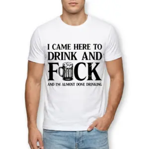 Funny 'I Came Here To Drink' Adult Humor T-Shirt 8 Detailed view of amusing beer-themed shirt print.