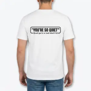 Funny Introvert Sarcastic Quote T-Shirt 9 Back view of a male model wearing the sarcastic introvert quote t-shirt.