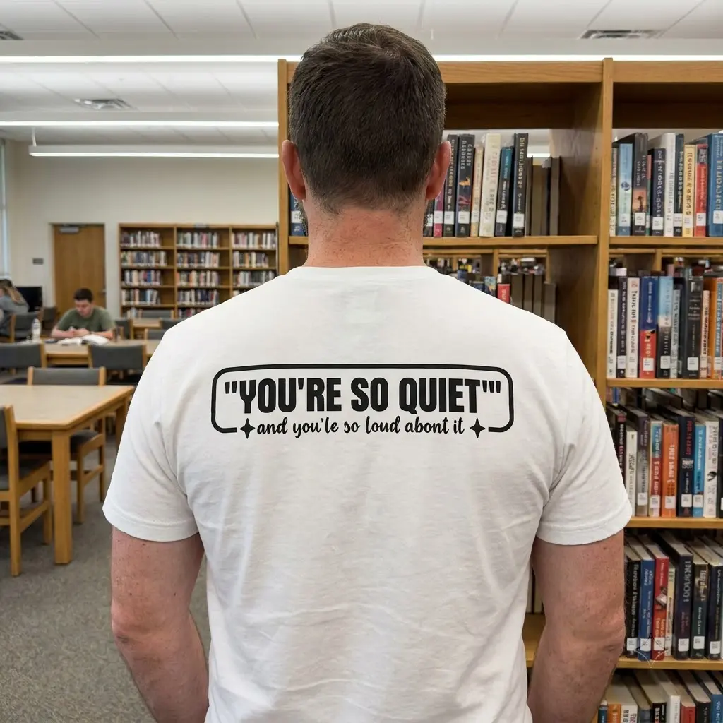 Casual lifestyle view featuring the back design of the introvert sarcastic quote shirt.