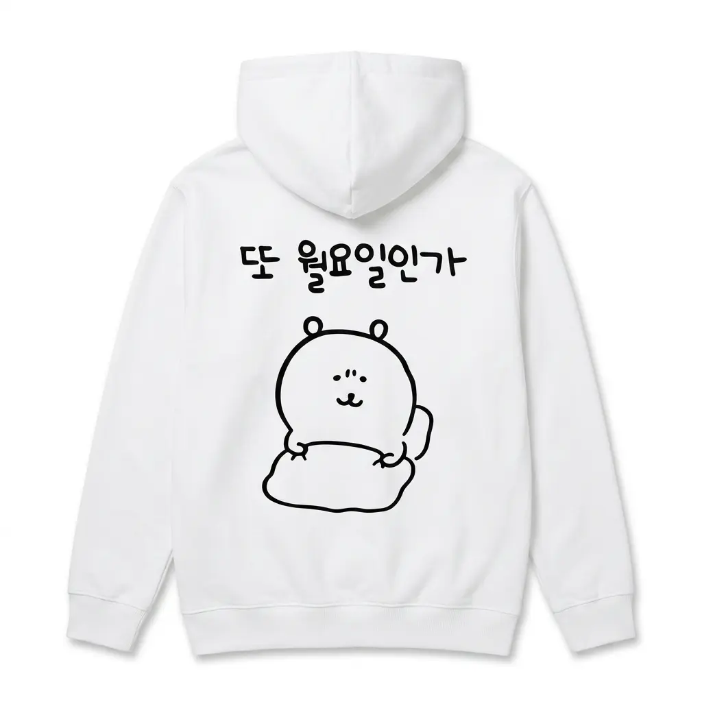 Funny Korean Monday Blues Graphic T-Shirt 2 Front view of a t-shirt with a plain white design.