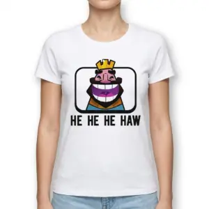 Funny Laughing King Meme T-Shirt 9 Funny graphic t-shirt featuring the popular 'HE HE HE HAW' meme with the expressive, laughing king illustration.
