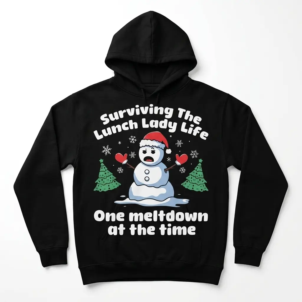funny lunch lady christmas meltdown t shirt 1.jpg