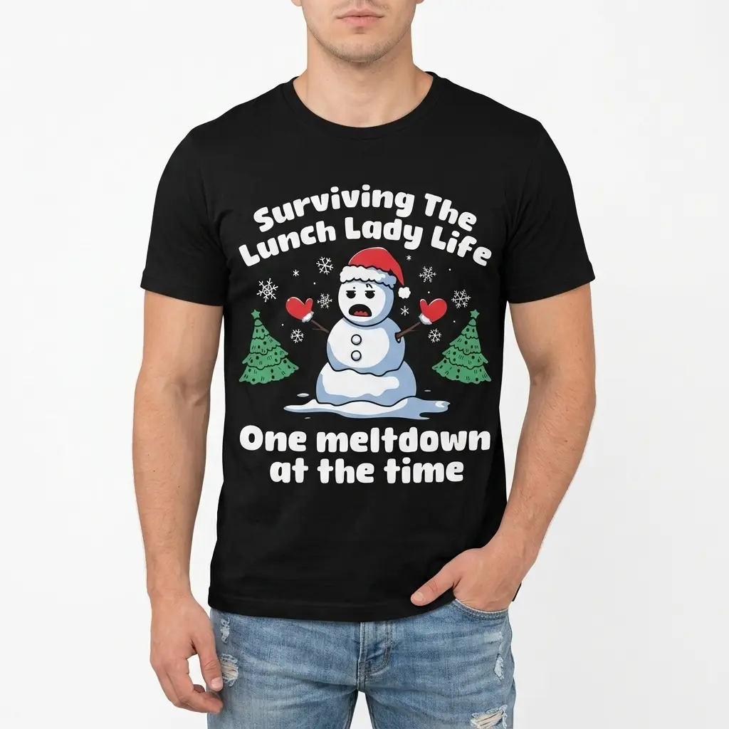 funny lunch lady christmas meltdown t shirt 2.jpg