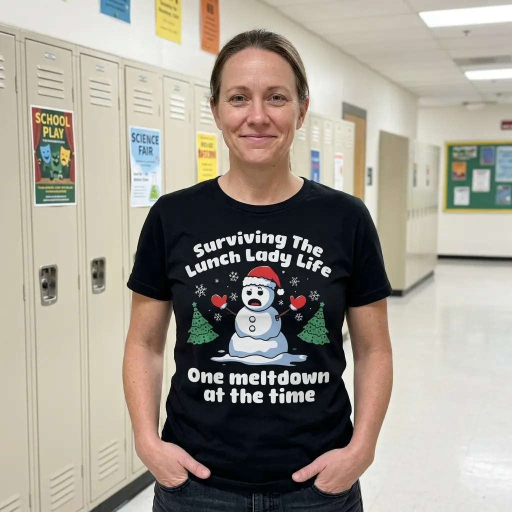funny lunch lady christmas meltdown t shirt 5.jpg