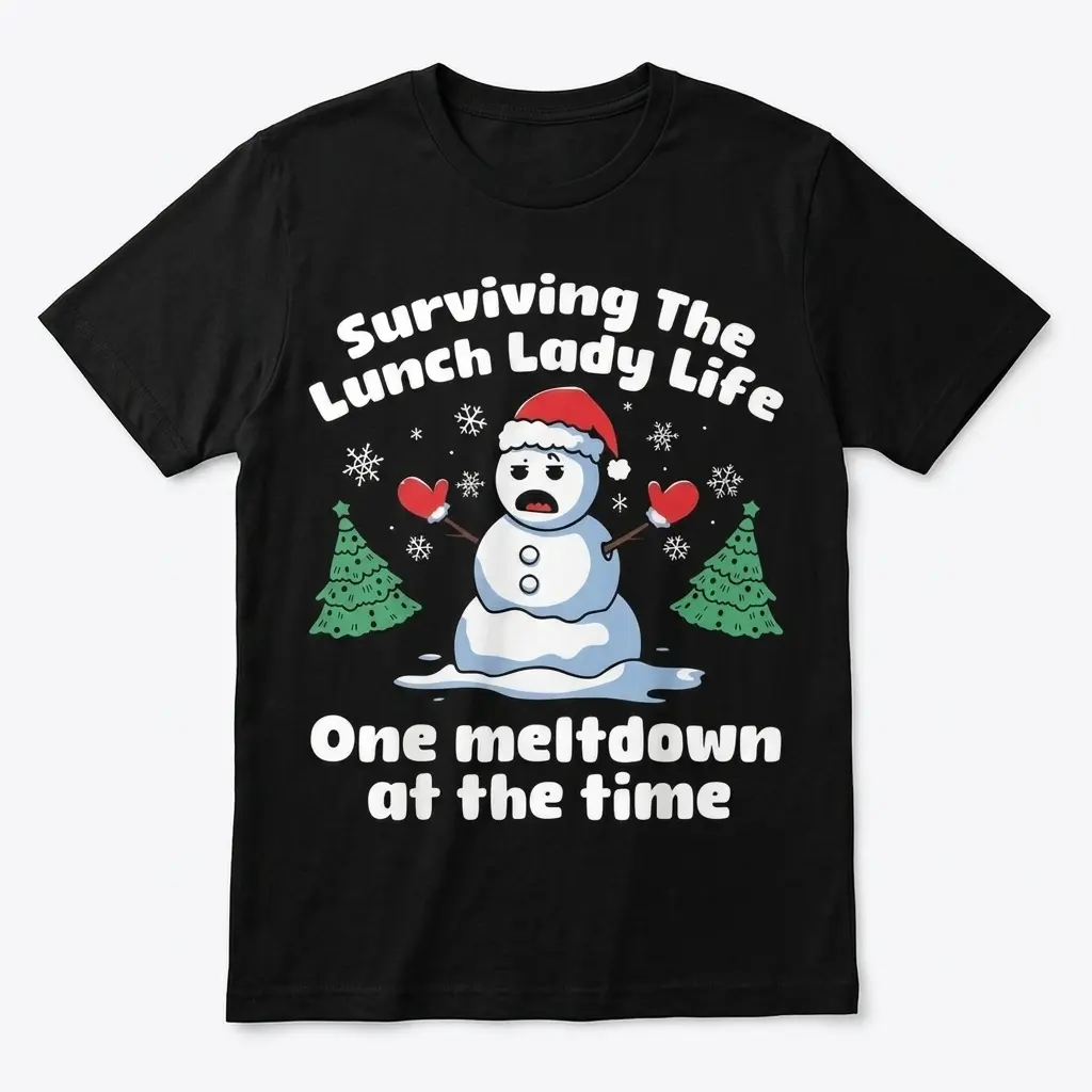 funny lunch lady christmas meltdown t shirt.jpg