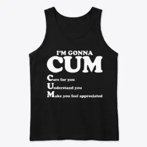 Funny Relationship Acronym Joke T-Shirt 8 Front view flat lay of a tank top printed with a funny bait-and-switch relationship acronym graphic across the chest.