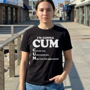 Funny Relationship Acronym Joke T-Shirt 11 Close-up lifestyle view of the humorous graphic text on the relationship acronym shirt.