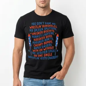 Funny Retro Fireworks Slang Graphic Tee 8 Graphic tee displaying playful fireworks slang in vibrant lettering.