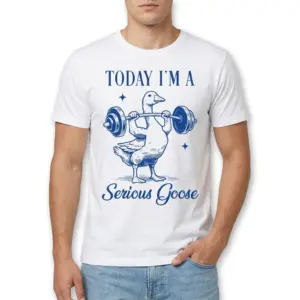 Funny Serious Goose Weightlifting T-Shirt 8 funny serious goose weightlifting t shirt 2.jpg