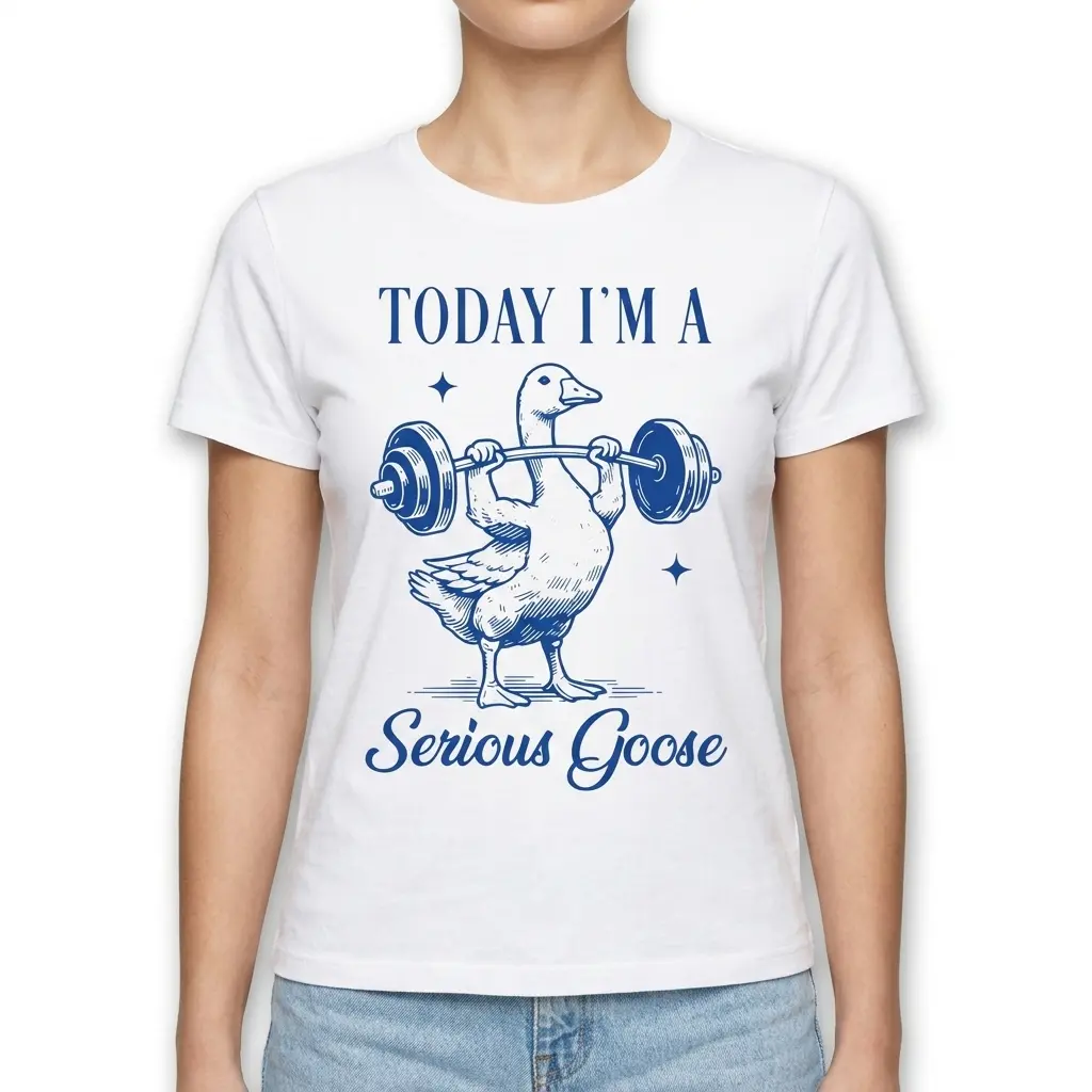 Funny Serious Goose Weightlifting T-Shirt 4 funny serious goose weightlifting t shirt 3.jpg