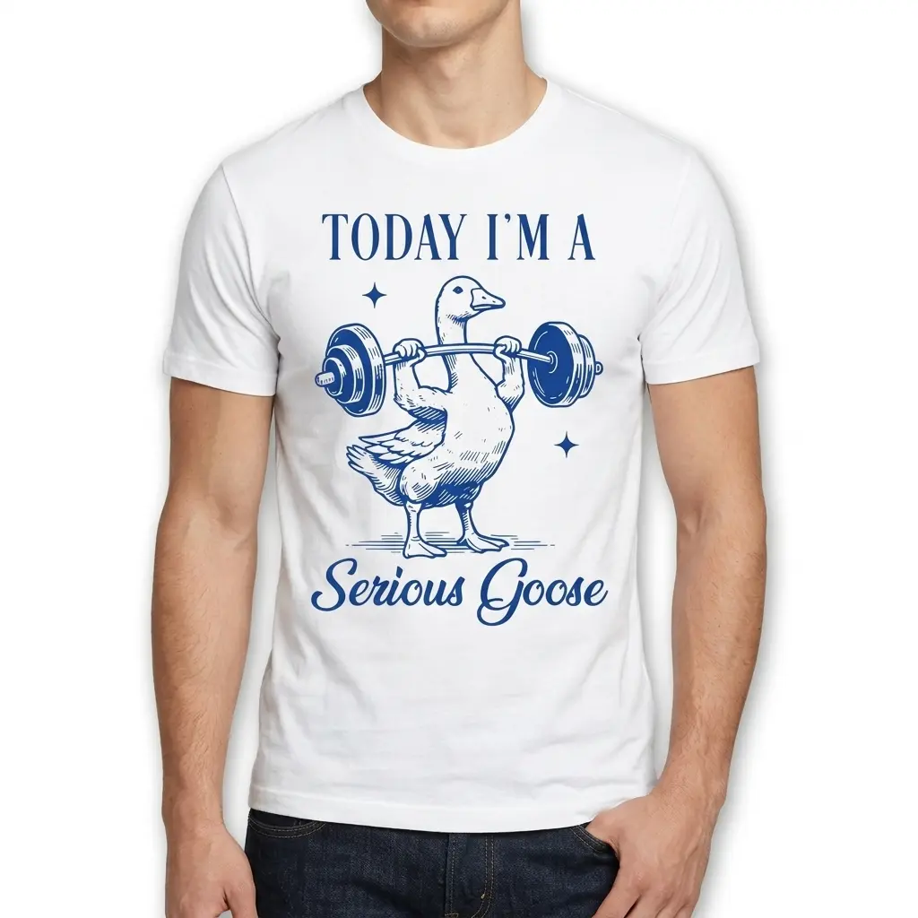 Funny Serious Goose Weightlifting T-Shirt 5 funny serious goose weightlifting t shirt 4.jpg