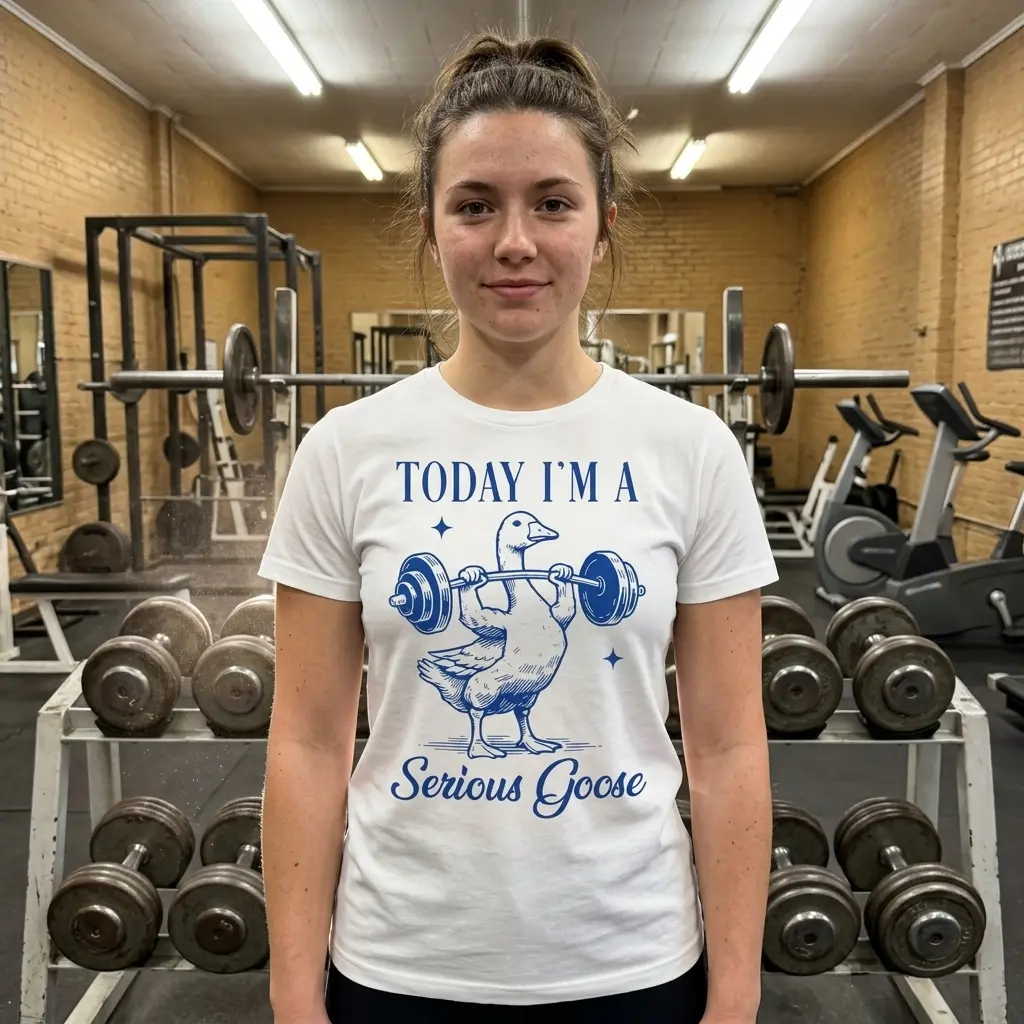 Funny Serious Goose Weightlifting T-Shirt 6 funny serious goose weightlifting t shirt 5.jpg
