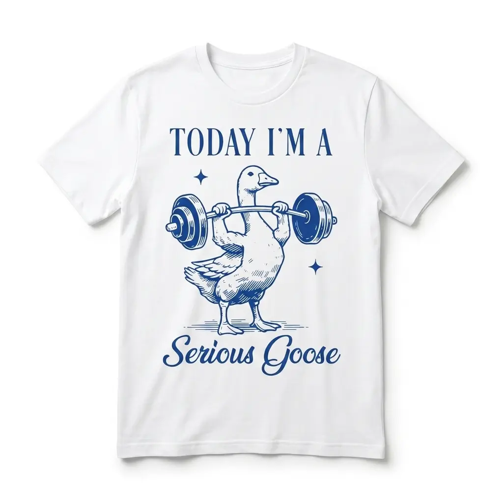 Funny Serious Goose Weightlifting T-Shirt 1 funny serious goose weightlifting t shirt.jpg