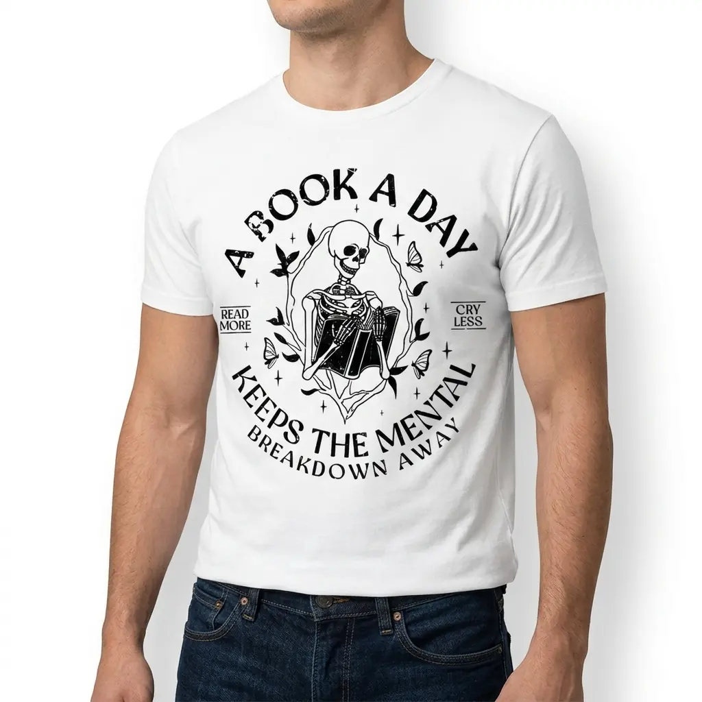 Skeleton-themed graphic t-shirt overview.