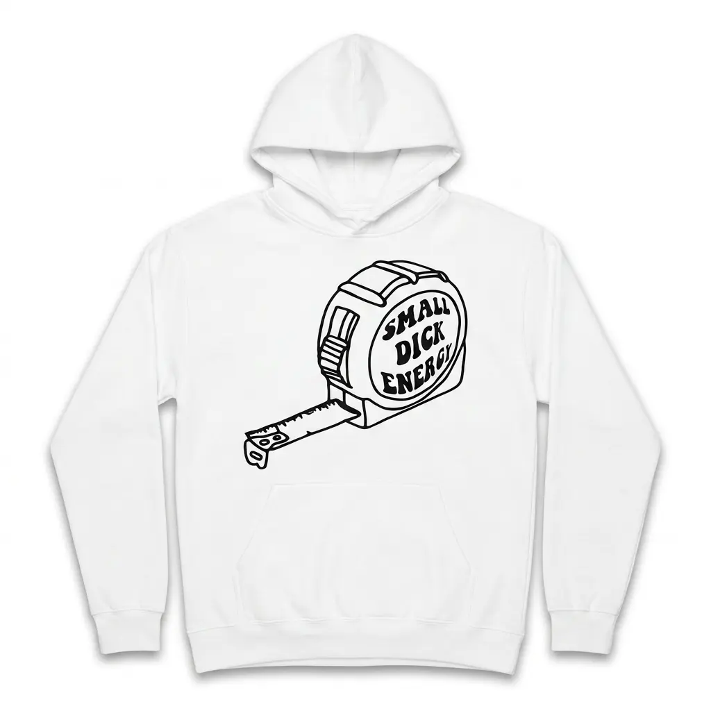 Humorous T-shirt featuring a tape measure graphic.