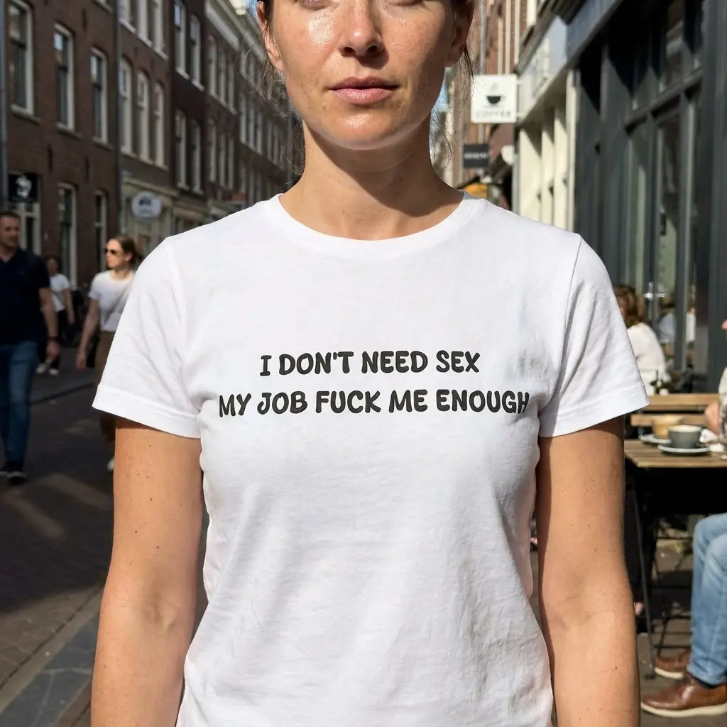 Casual lifestyle view of the sarcastic work quote apparel.