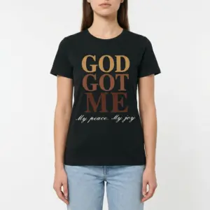 God Got Me My Peace My Joy Christian T-Shirt 9 Design detail of 'God Got Me' Christian T-shirt.