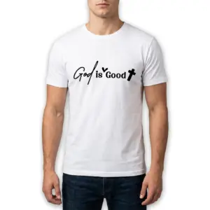 God Is Good Minimalist Christian T-Shirt 10 Christian-themed shirt on white, displaying 'God Is Good' text.