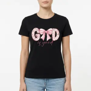 God Is Good Pink Bow T-Shirt 9 god is good pink bow t shirt 3.jpg