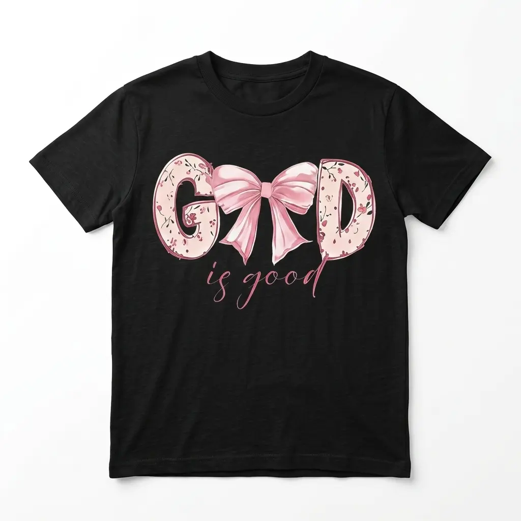 god is good pink bow t shirt.jpg