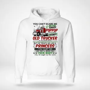 Grumpy Poppop Trucker T-Shirt 7 Front flat lay of the Grumpy Poppop Trucker Hoodie featuring a funny trucker motif.