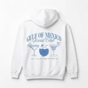 Gulf of Mexico Social Club Beach T-Shirt 7 Front view of white Gulf of Mexico Social Club T-shirt, plain design.