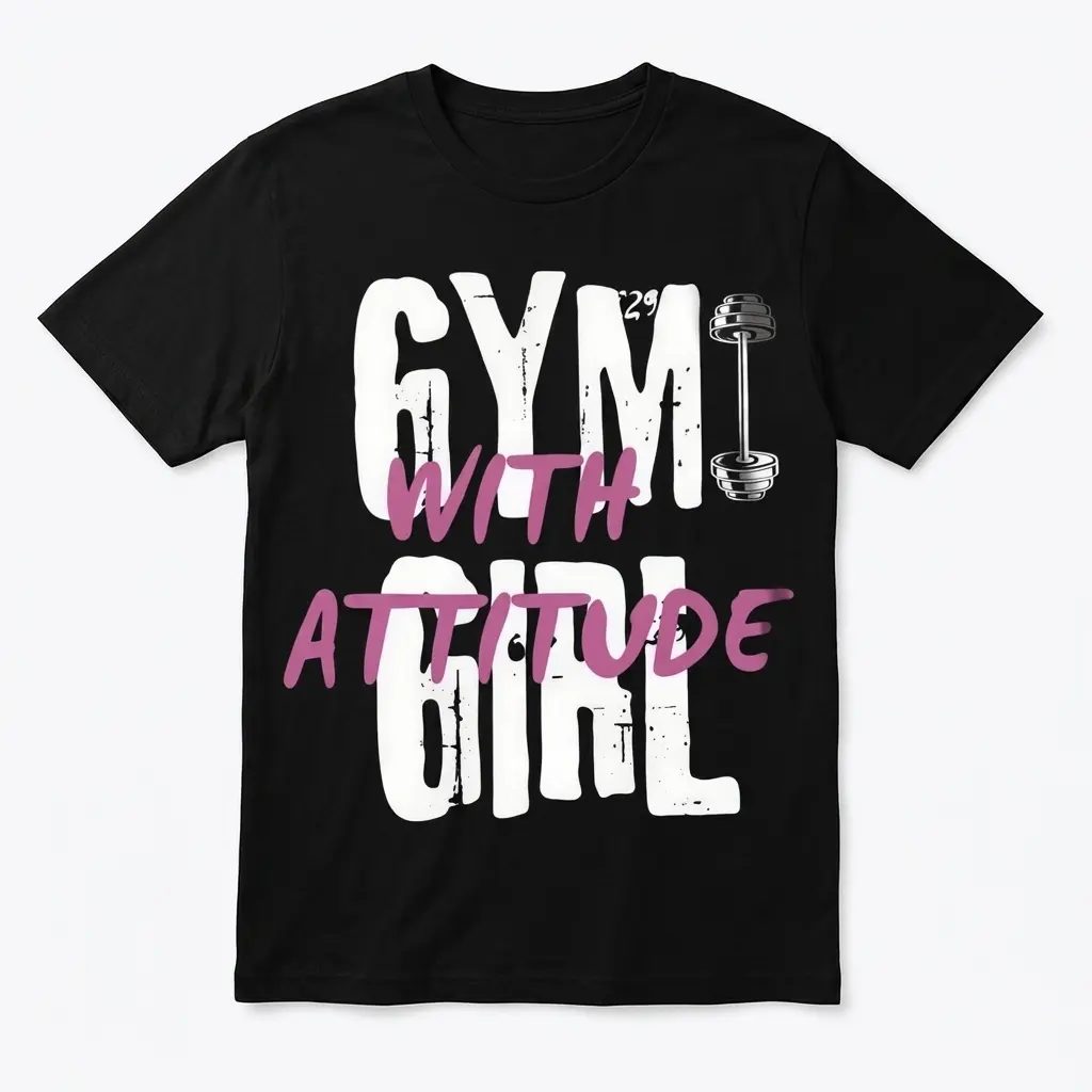 Black gym shirt with 'Gym Girl With Attitude' text design.