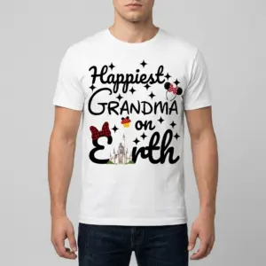 Happiest Grandma On Earth T-Shirt 10 T-shirt featuring fun 'Happiest Grandma On Earth' design laid flat.