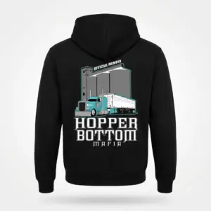 Hopper Bottom Mafia Trucker Graphic T-Shirt 7 Back view of Hopper Bottom Mafia trucker graphic hoodie.