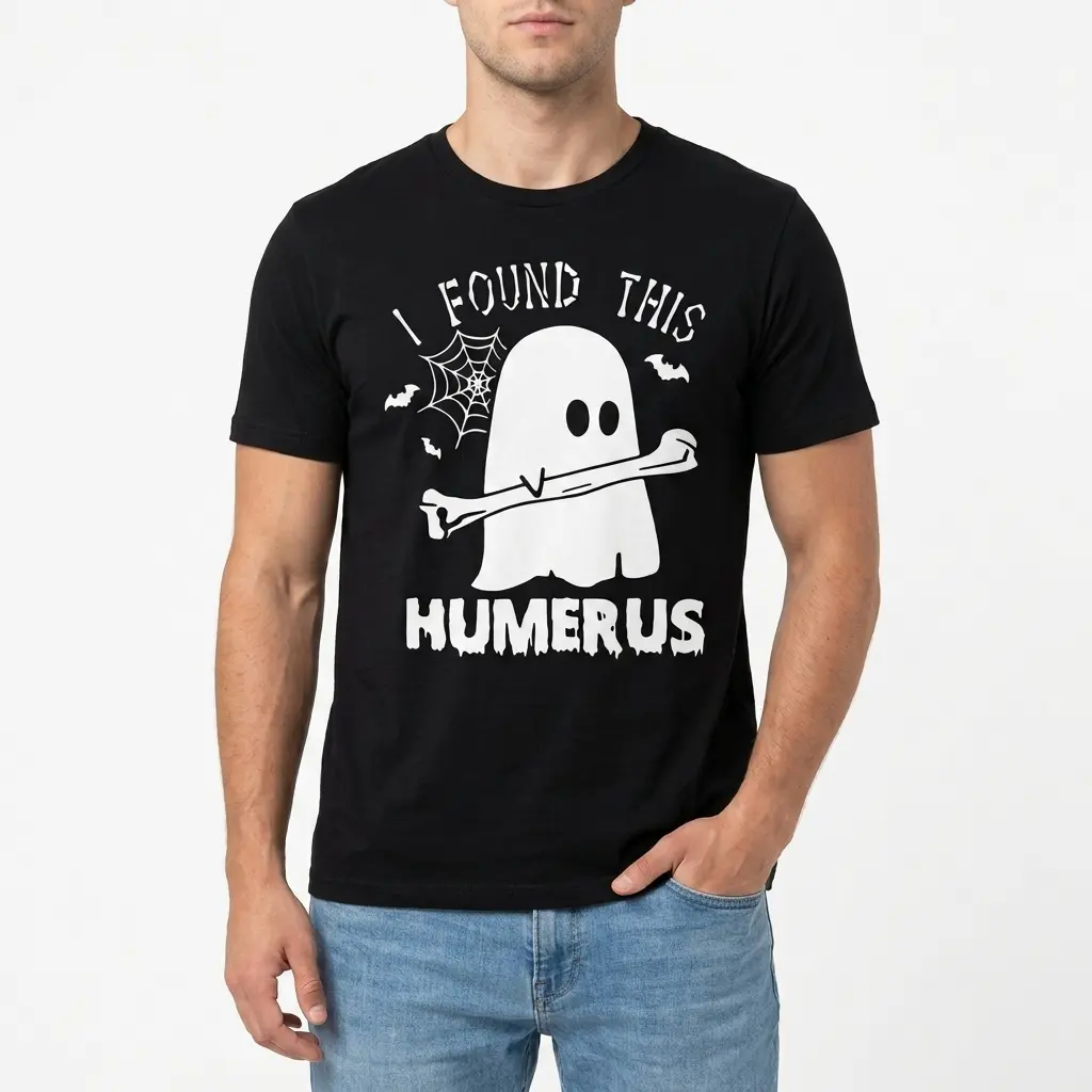 Ghost-themed t-shirt with humorous bone pun.
