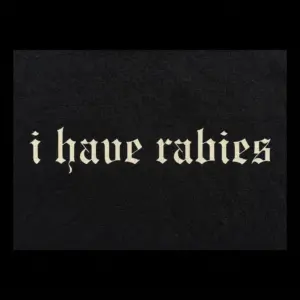 I Have Rabies Gothic Text T-Shirt 11 Person wearing a T-shirt with 'I Have Rabies' in gothic font.
