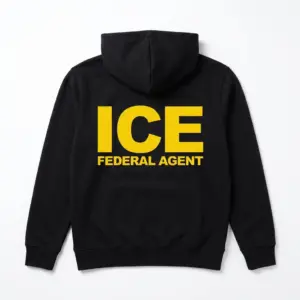 ICE Federal Agent Graphic T-Shirt 7 Front view of black T-shirt, plain without text.